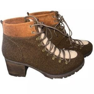 Kork Elon High Pile Fleece Lug Sole Bootie in Brown Wool Fabric